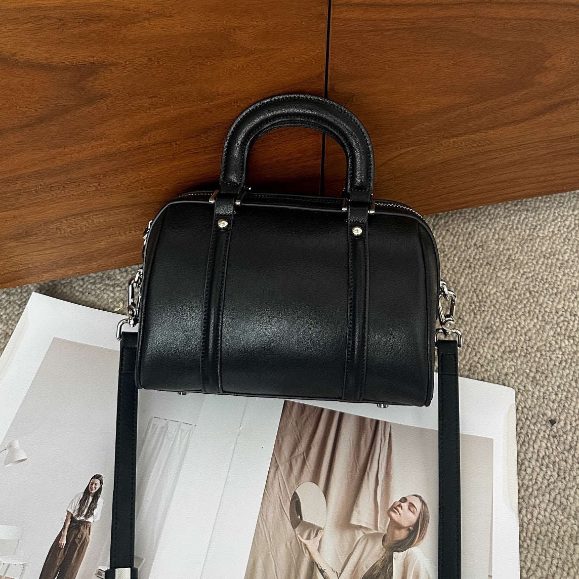 Leren schouder tas